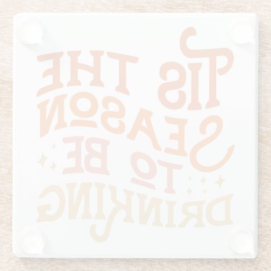 ザシーズンズビーズドリンクホリデーおもしろいデザイン ガラスコースター (裏面)