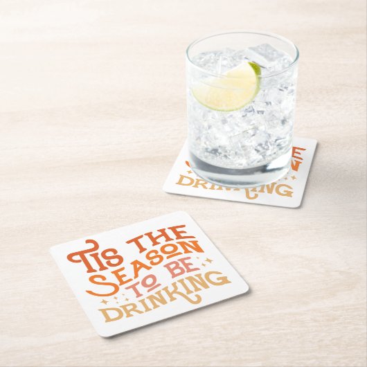 ザシーズンズビーズドリンクホリデーおもしろいデザイン スクエアペーパーコースター (インサイチュ)