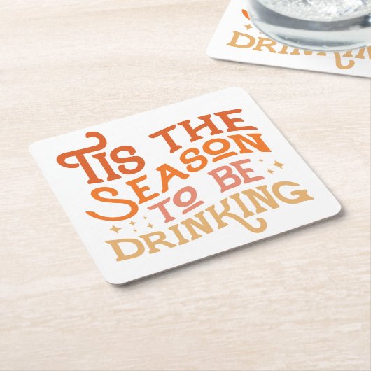 ザシーズンズビーズドリンクホリデーおもしろいデザイン スクエアペーパーコースター (アングル)