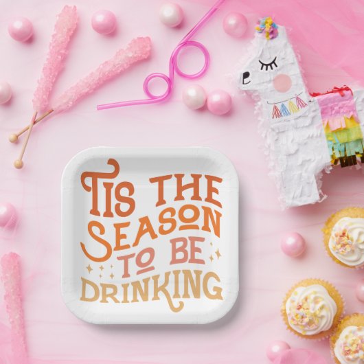 ザシーズンズビーズドリンクホリデーおもしろいデザイン ペーパープレート (パーティー)