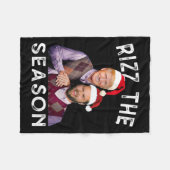 ザシーズントランプおもしろいバンスクリスマスサンタ フリースブランケット (正面(横))