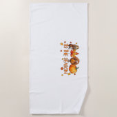 ザシーズンバセットハウンドドッグ秋感謝祭 ビーチタオル (正面)