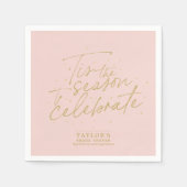 ザシーズンピンク淡い色のウィンターブライダルシャワー スタンダードカクテルナプキン (正面)
