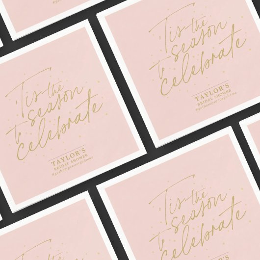 ザシーズンピンク淡い色のウィンターブライダルシャワー スタンダードカクテルナプキン