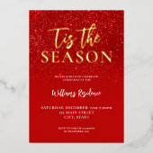 ザシーズンホリデーパエレガントーティースクリスマス 箔招待状 (正面)