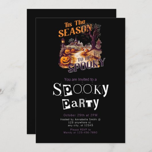 ザシーズンミニマモダンリストハローウィンパーティ 招待状 (正面/裏面)