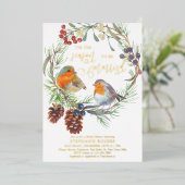 ザシーズンロビンリースブライダルシャワー金ゴールド 箔招待状 (立ち正面)