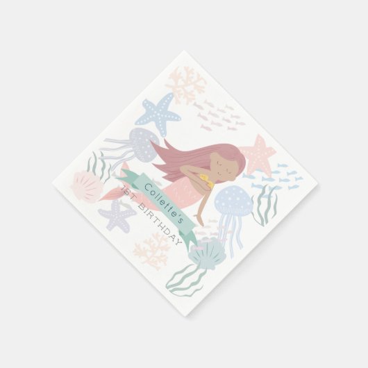 ザシーダークスキンマーメイド誕生日 スタンダードカクテルナプキン (角)