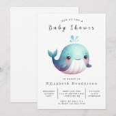 ザシーデジタル鯨の赤ちゃんシャワーの下 招待状 (正面/裏面)