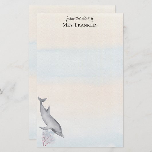 ザシードルフィンパーソナライズされた2 便箋 (正面/裏面)