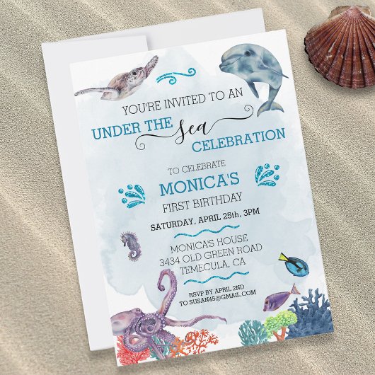 ザシードルフィン誕生日海カメ 招待状