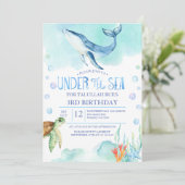 ザシーパーソナライズされた誕生日の下 – 海クジラ 招待状 (スタンド正面)