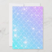 ザシーパープルティール（緑がかった色）リトルマーメイド誕生日 招待状 (裏面)