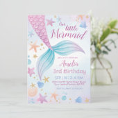 ザシーパープルティール（緑がかった色）リトルマーメイド誕生日 招待状 (スタンド正面)