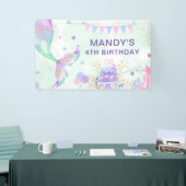 ザシーパープルティール（緑がかった色）リトルマーメイド誕生日 横断幕 (トレードショー)