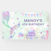 ザシーパープルティール(緑がかった色)リトルマーメイド誕生日 横断幕 (横)