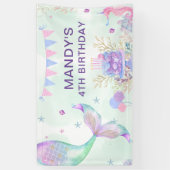 ザシーパープルティール(緑がかった色)リトルマーメイド誕生日 横断幕 (縦)