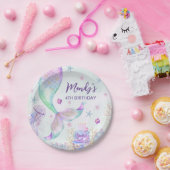 ザシーパープルティール(緑がかった色)リトルマーメイド ペーパープレート (パーティー)