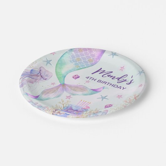 ザシーパープルティール（緑がかった色）リトルマーメイド ペーパープレート (アングル)