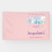 ザシーピンクの女の子の下1st誕生日パーティー 横断幕 (横)