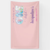 ザシーピンクの女の子の下1st誕生日パーティー 横断幕 (縦)