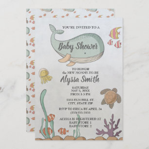 ザシーフィッシュタートルベビーシャワー招待状 招待状