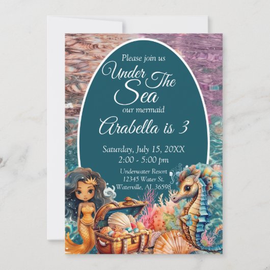 ザシーブラックマーメイド誕生日 招待状 (正面)