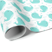 ザシーブルークジラが泳いでおもしろいを持って ラッピングペーパー (ロールコーナー)