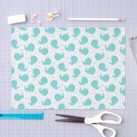 ザシーブルークジラが泳いでおもしろいを持って 薄葉紙 (クラフト)