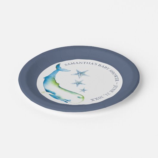 ザシーブルーホエールベイビーシャワー ペーパープレート (アングル)