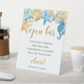 ザシーブルー金ゴールド結婚のオープンバー 台座サイン (インサイチュ)