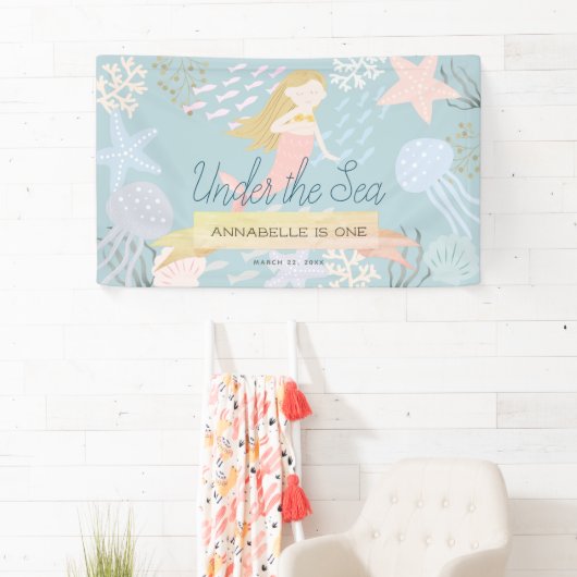 ザシーブロンドマーメイドシーグリーン誕生日 横断幕 (インサイチュ)