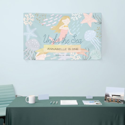 ザシーブロンドマーメイドシーグリーン誕生日 横断幕 (トレードショー)