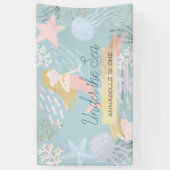 ザシーブロンドマーメイドシーグリーン誕生日 横断幕 (縦)