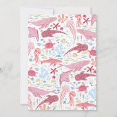 ザシーホエールガールのベビーシャワーの下 招待状 (裏面)