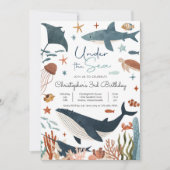 ザシーホエールシャークタートルシーライフ誕生日 招待状 (正面)