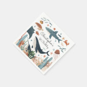 ザシーホエールシャーク海の生活の下で1日の誕生日 スタンダードカクテルナプキン (角)