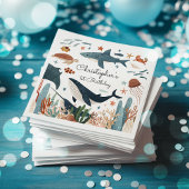 ザシーホエールシャーク海の生活の下で1日の誕生日 スタンダードカクテルナプキン