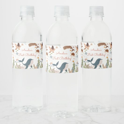 ザシーホエールシャーク海の生活の下で1日の誕生日 ペットボトルラベル (ボトル)