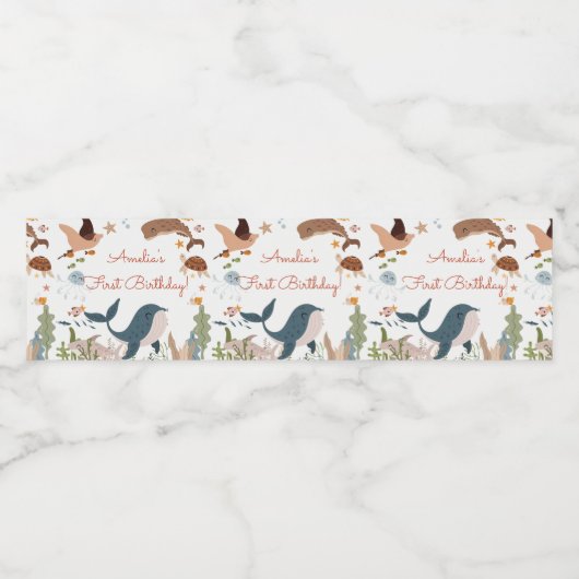 ザシーホエールシャーク海の生活の下で1日の誕生日 ペットボトルラベル (シングルラベル)