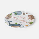 ザシーホエールシャーク海の生活の下で1日の誕生日 ペーパープレート (アングル)