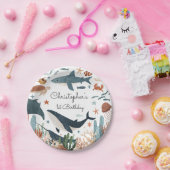 ザシーホエールシャーク海の生活の下で1日の誕生日 ペーパープレート (パーティー)