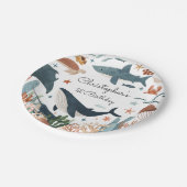 ザシーホエールシャーク海の生活の下で1日の誕生日 ペーパープレート (アングル)