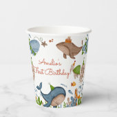 ザシーホエールシャーク海の生活の下で1日の誕生日 紙コップ (裏面)