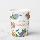 ザシーホエールシャーク海の生活の下で1日の誕生日 紙コップ (正面)