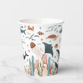 ザシーホエールシャーク海の生活の下で1日の誕生日 紙コップ (左)