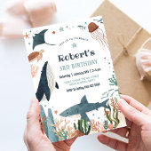 ザシーホエールタートザメの誕生日の下 招待状