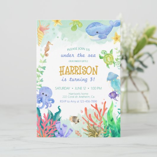 ザシーホエールタ航海のートル誕生日招待客 招待状 (スタンド正面)