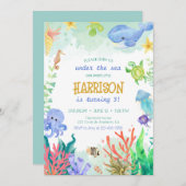 ザシーホエールタ航海のートル誕生日招待客 招待状 (正面/裏面)