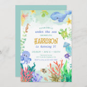 ザシーホエールタ航海のートル誕生日 招待状 (正面/裏面)